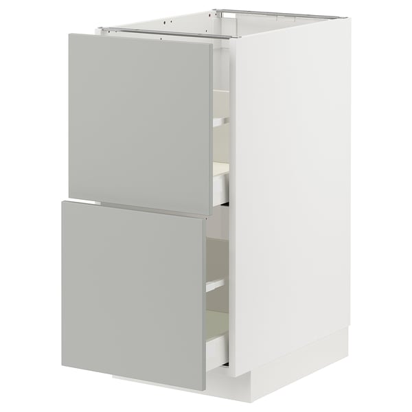 METOD / MAXIMERA - METOD / MAXIMERA Base cb 2 fronts/2 high drawers, white/Havstorp light grey, 40x60 cm