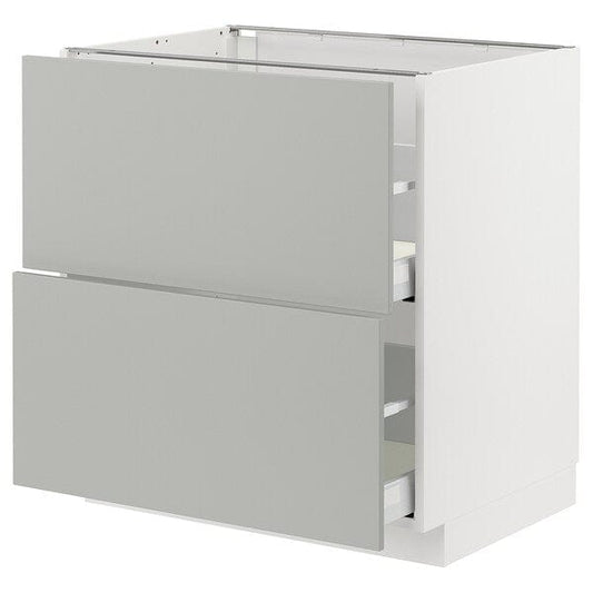 Ikea METOD / MAXIMERA - Base cb 2 fronts/2 high drawers, white/Havstorp light grey, 80x60 cm