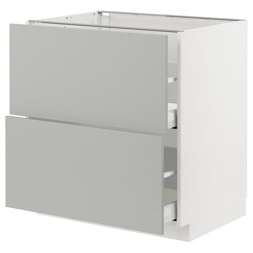 METOD / MAXIMERA base cb 2 fronts/2 high drawers, white/Havstorp light grey, 80x60 cm
