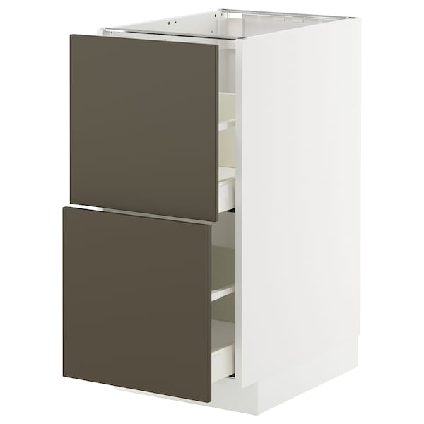 METOD / MAXIMERA - Base cb 2 fronts/2 high drawers, white/Havstorp brown-beige, 40x60 cm