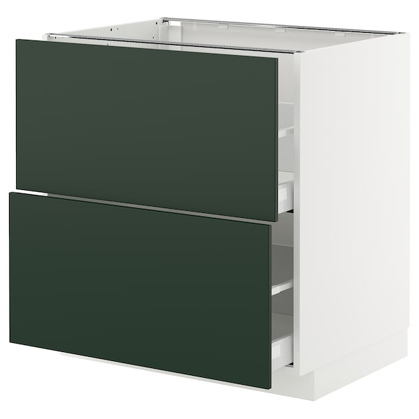 METOD / MAXIMERA - Base cb 2 fronts/2 high drawers, white/Havstorp deep green, 80x60 cm