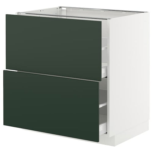 METOD / MAXIMERA base cb 2 fronts/2 high drawers, white/Havstorp deep green, 80x60 cm