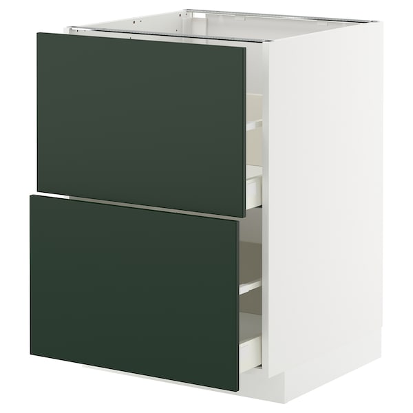 METOD / MAXIMERA - Base cb 2 fronts/2 high drawers, white/Havstorp deep green, 60x60 cm