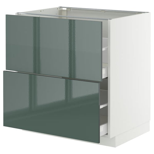 METOD / MAXIMERA base cb 2 fronts/2 high drawers, white/Kallarp high-gloss dark grey-green, 80x60 cm