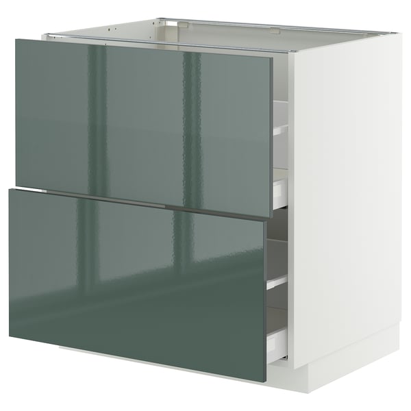 METOD / MAXIMERA base cb 2 fronts/2 high drawers, white/Kallarp high-gloss dark grey-green, 80x60 cm