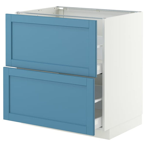METOD / MAXIMERA base cb 2 fronts/2 high drawers, white/Lerhyttan blue, 80x60 cm