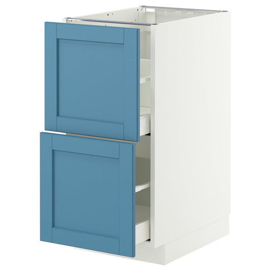 METOD / MAXIMERA base cb 2 fronts/2 high drawers, white/Lerhyttan blue, 40x60 cm