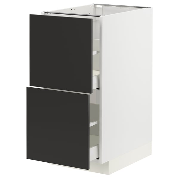 METOD / MAXIMERA - METOD / MAXIMERA Base cb 2 fronts/2 high drawers, white/Nickebo matt anthracite, 40x60 cm
