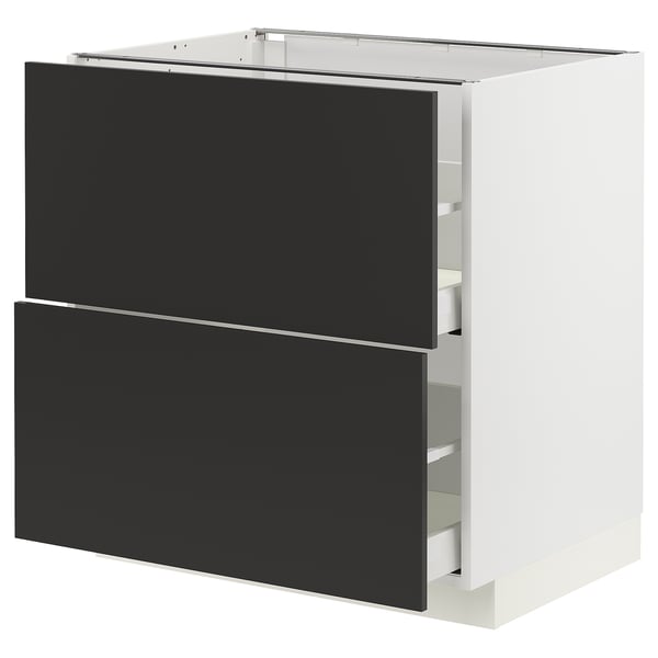 METOD / MAXIMERA base cb 2 fronts/2 high drawers, white/Nickebo matt anthracite, 80x60 cm