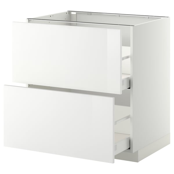 METOD / MAXIMERA - METOD / MAXIMERA Base cb 2 fronts/2 high drawers, white/Ringhult white, 80x60 cm