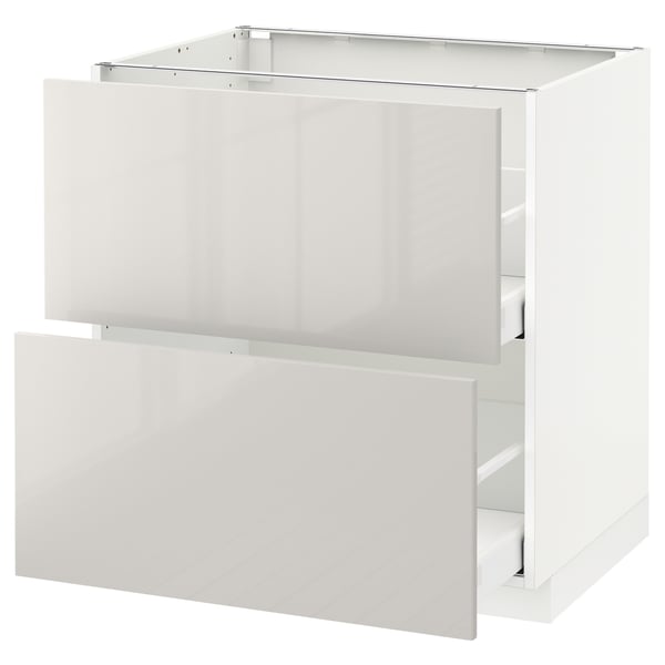 METOD / MAXIMERA - METOD / MAXIMERA Base cb 2 fronts/2 high drawers, white/Ringhult light grey, 80x60 cm