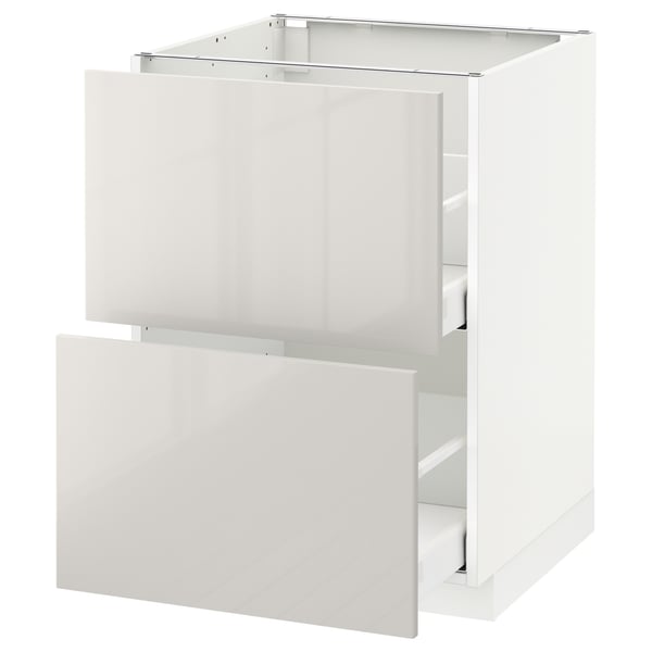 METOD / MAXIMERA base cb 2 fronts/2 high drawers, white/Ringhult light grey, 60x60 cm