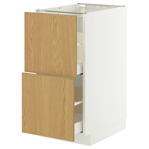 METOD / MAXIMERA base cb 2 fronts/2 high drawers, white/Sinarp oak veneer, 40x60 cm