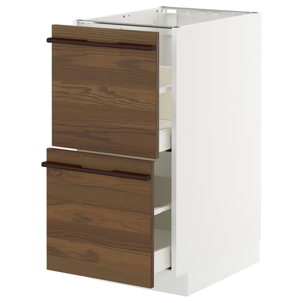 METOD / MAXIMERA - METOD / MAXIMERA Base cb 2 fronts/2 high drawers, white/Stensta dark brown ash veneer, 40x60 cm