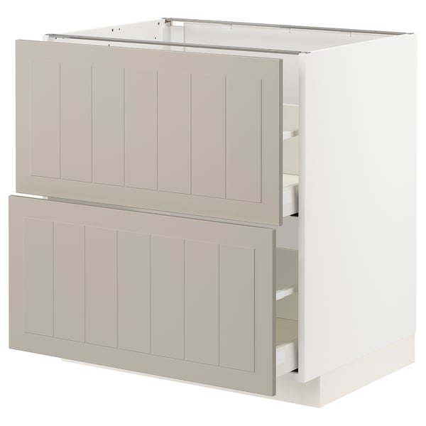 METOD / MAXIMERA - METOD / MAXIMERA Base cb 2 fronts/2 high drawers, white/Stensund beige, 80x60 cm