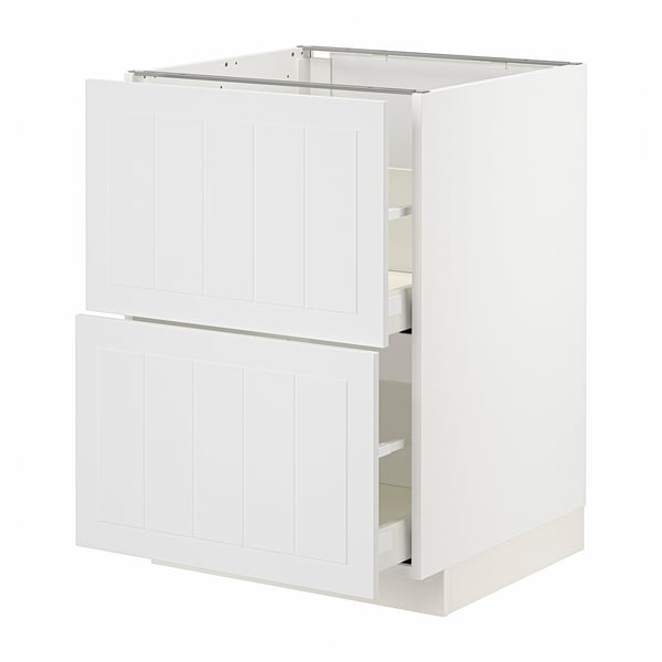 METOD / MAXIMERA base cb 2 fronts/2 high drawers, white/Stensund white, 60x60 cm