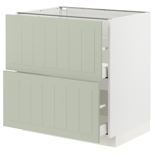 METOD / MAXIMERA - METOD / MAXIMERA Base cb 2 fronts/2 high drawers, white/Stensund light green, 80x60 cm