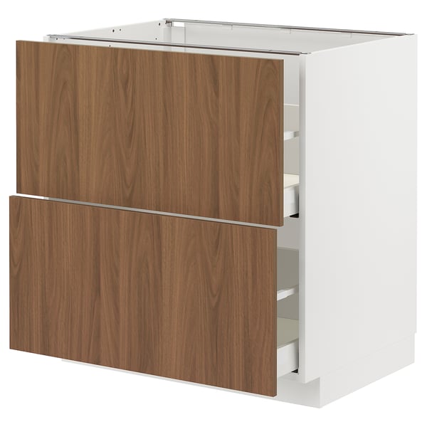 METOD / MAXIMERA - METOD / MAXIMERA Base cb 2 fronts/2 high drawers, white/Tistorp brown walnut effect, 80x60 cm