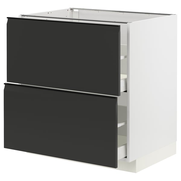 METOD / MAXIMERA base cb 2 fronts/2 high drawers, white/Upplöv matt anthracite, 80x60 cm