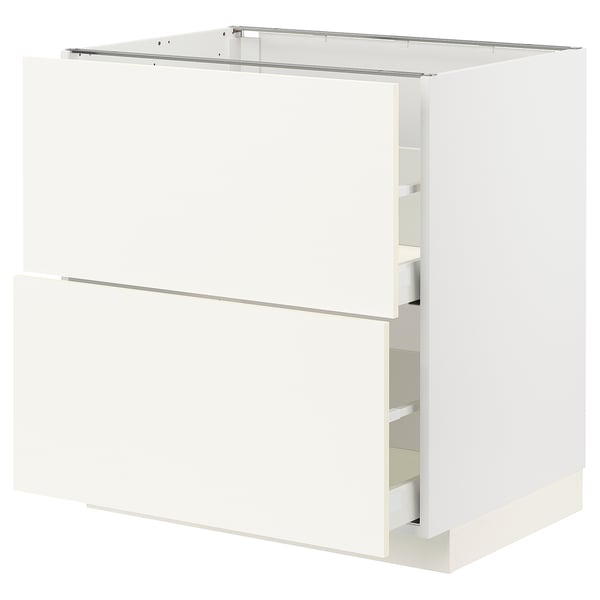METOD / MAXIMERA - METOD / MAXIMERA Base cb 2 fronts/2 high drawers, white/Vallstena white, 80x60 cm