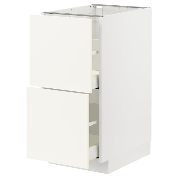 METOD / MAXIMERA base cb 2 fronts/2 high drawers, white/Vallstena white, 40x60 cm