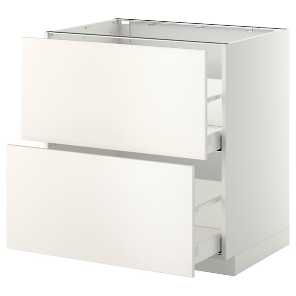 METOD / MAXIMERA - Base cb 2 fronts/2 high drawers, white/Veddinge white, 80x60 cm