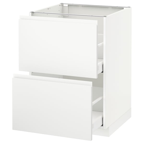 METOD / MAXIMERA - METOD / MAXIMERA Base cb 2 fronts/2 high drawers, white/Voxtorp matt white, 60x60 cm