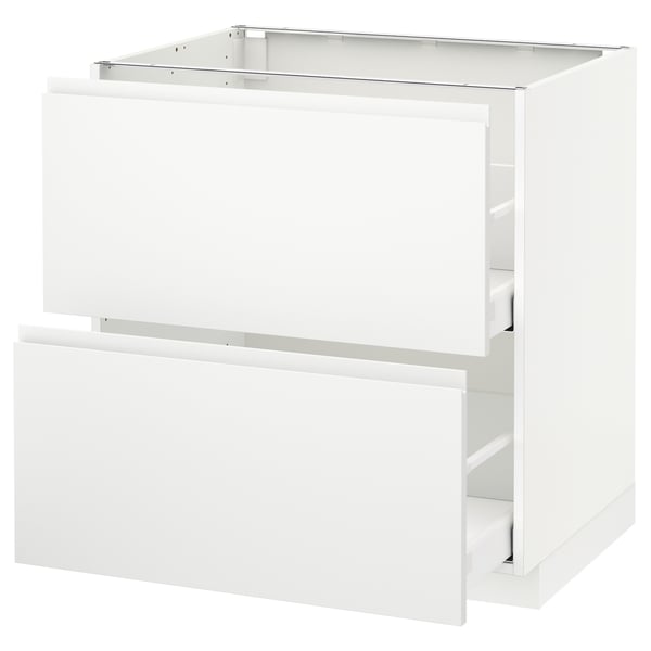 METOD / MAXIMERA - METOD / MAXIMERA Base cb 2 fronts/2 high drawers, white/Voxtorp matt white, 80x60 cm