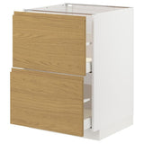 METOD / MAXIMERA base cb 2 fronts/2 high drawers, white/Voxtorp oak effect, 60x60 cm