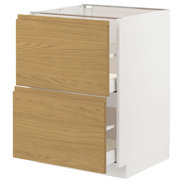 METOD / MAXIMERA - METOD / MAXIMERA Base cb 2 fronts/2 high drawers, white/Voxtorp oak effect, 60x60 cm
