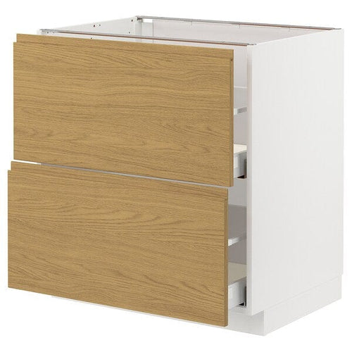 METOD / MAXIMERA base cb 2 fronts/2 high drawers, white/Voxtorp oak effect, 80x60 cm