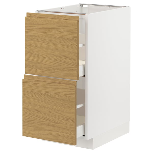 METOD / MAXIMERA - METOD / MAXIMERA Base cb 2 fronts/2 high drawers, white/Voxtorp oak effect, 40x60 cm