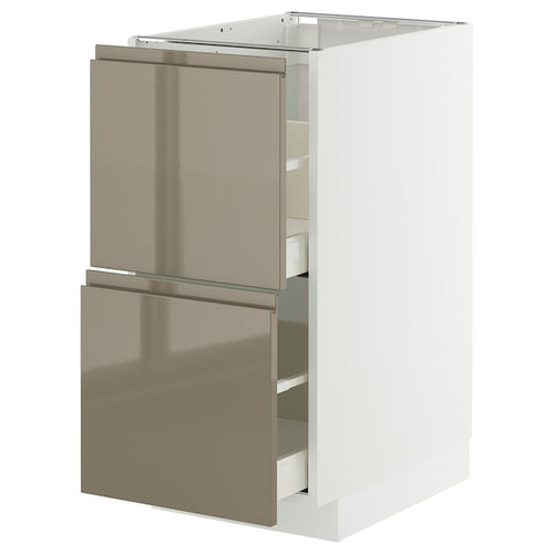 METOD / MAXIMERA base cb 2 fronts/2 high drawers, white/Voxtorp high-gloss dark grey-brown, 40x60 cm