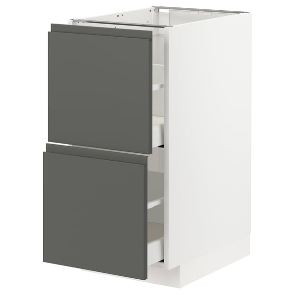 METOD / MAXIMERA base cb 2 fronts/2 high drawers, white/Voxtorp dark grey, 40x60 cm