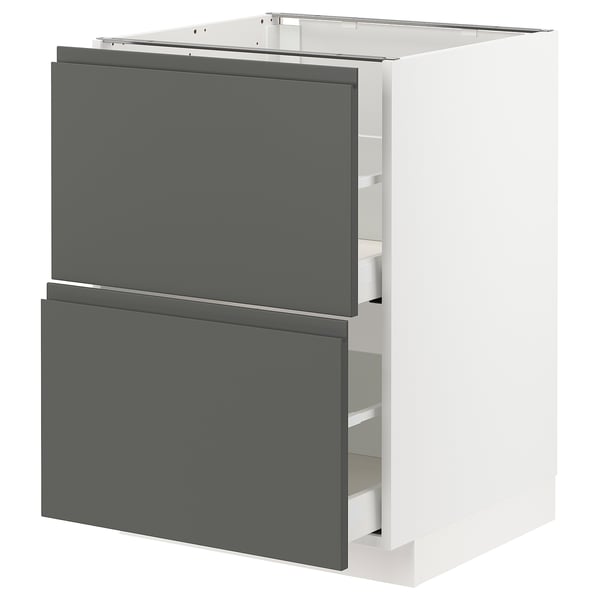 METOD / MAXIMERA base cb 2 fronts/2 high drawers, white/Voxtorp dark grey, 60x60 cm