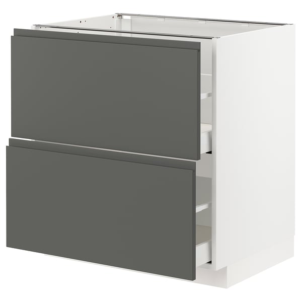 METOD / MAXIMERA base cb 2 fronts/2 high drawers, white/Voxtorp dark grey, 80x60 cm
