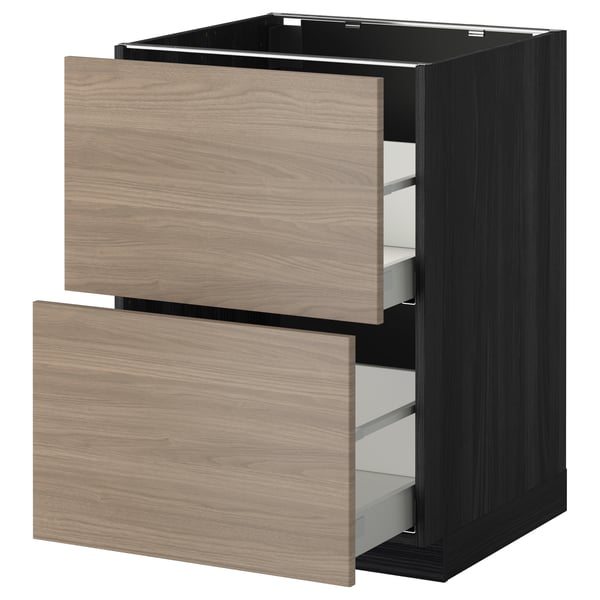 METOD / MAXIMERA base cb 2 fronts/2 high drawers, black/Brokhult light grey