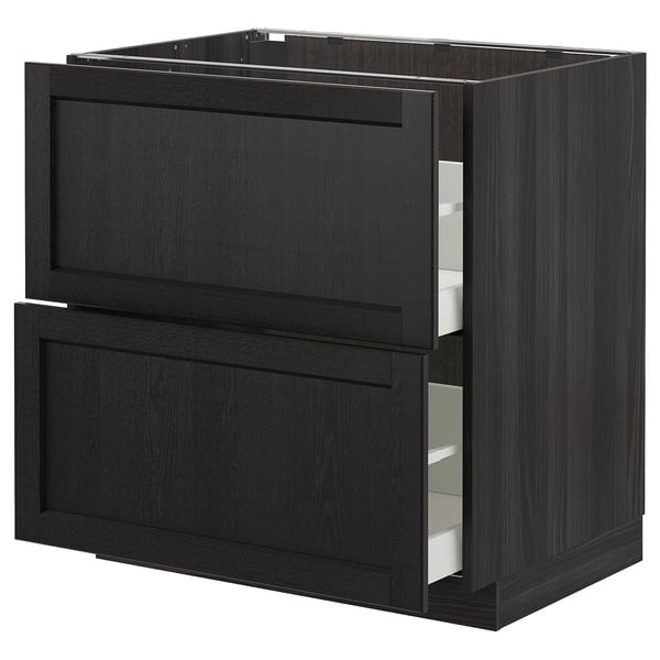 METOD / MAXIMERA base cb 2 fronts/2 high drawers, black/Lerhyttan black stained, 80x60 cm