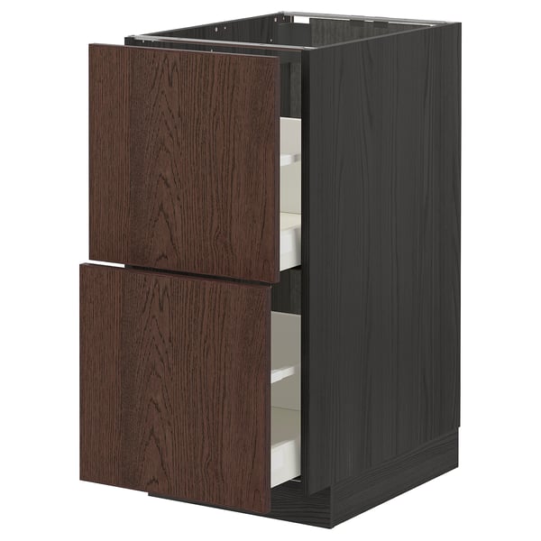 METOD / MAXIMERA base cb 2 fronts/2 high drawers, black/Sinarp brown, 40x60 cm
