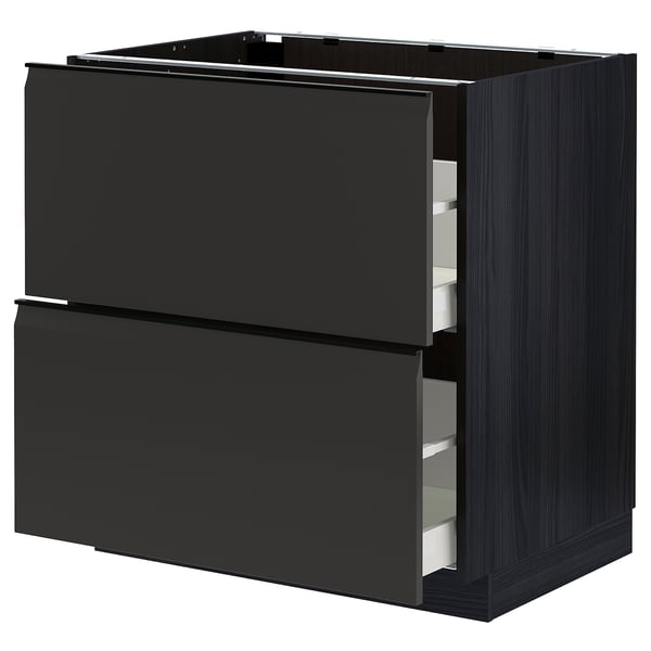 METOD / MAXIMERA base cb 2 fronts/2 high drawers, black/Upplöv matt anthracite, 80x60 cm