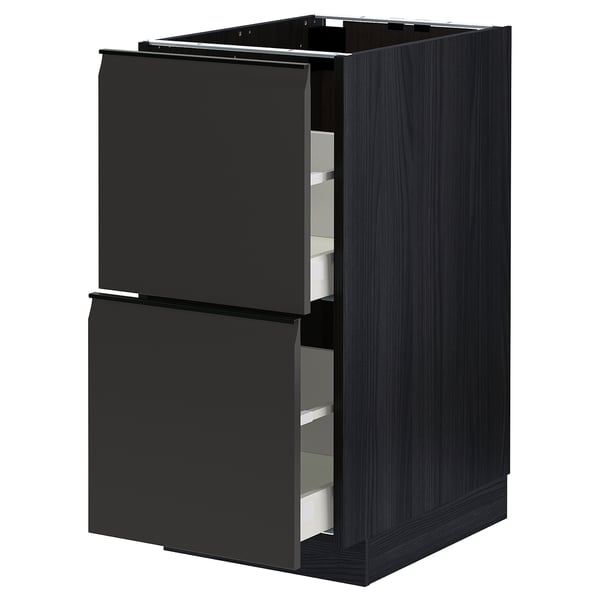 METOD / MAXIMERA base cb 2 fronts/2 high drawers, black/Upplöv matt anthracite, 40x60 cm