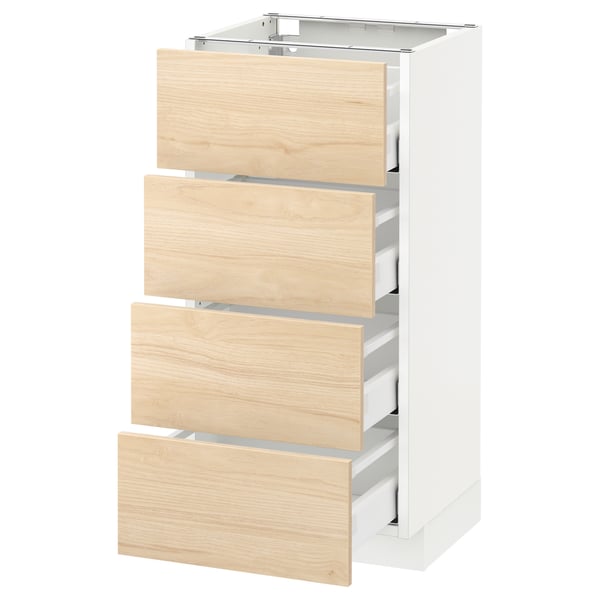 METOD / MAXIMERA base cab 4 frnts/4 drawers, white/Askersund light ash effect, 40x37 cm