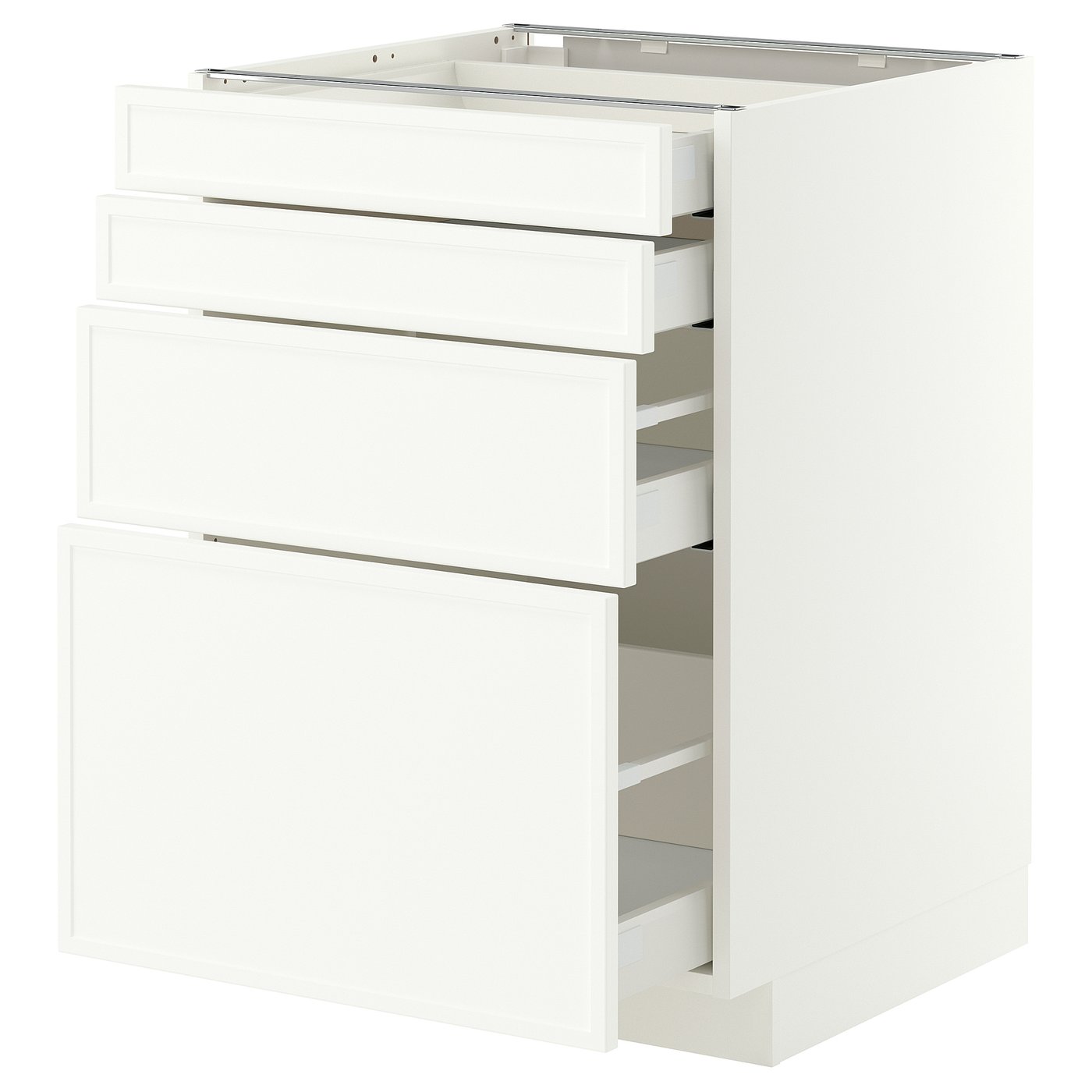 METOD / MAXIMERA base cab 4 frnts/4 drawers, white/Aspudden matt white, 60x60 cm