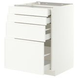 METOD / MAXIMERA base cab 4 frnts/4 drawers, white/Aspudden matt white, 60x60 cm