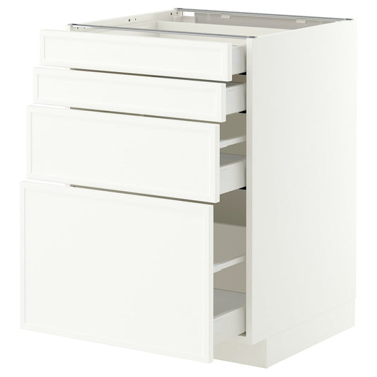 METOD / MAXIMERA base cab 4 frnts/4 drawers, white/Aspudden matt white, 60x60 cm