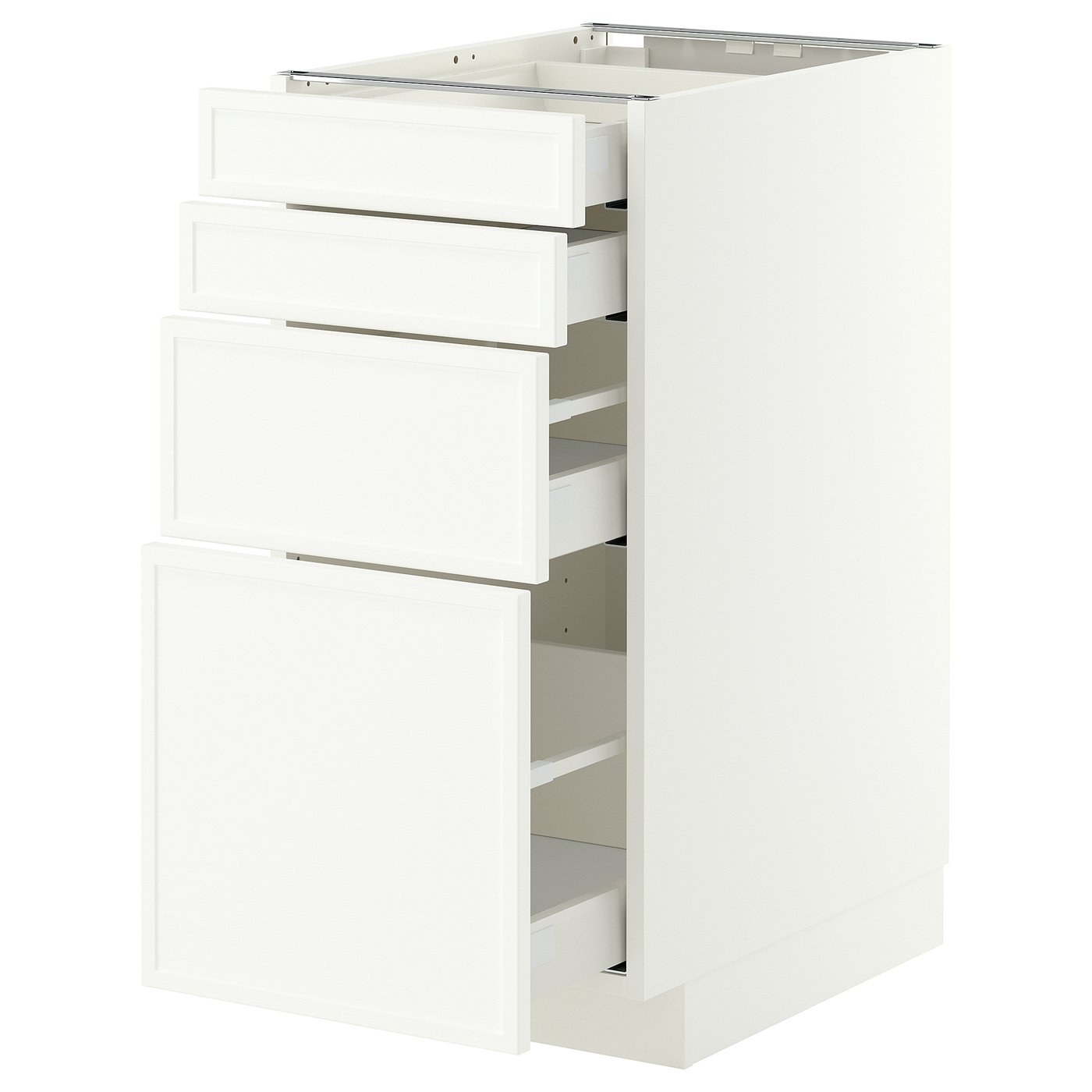 METOD / MAXIMERA base cab 4 frnts/4 drawers, white/Aspudden matt white, 40x60 cm