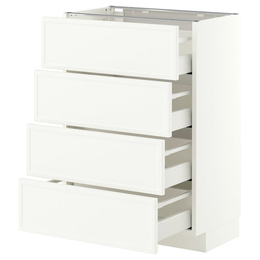 METOD / MAXIMERA base cab 4 frnts/4 drawers, white/Aspudden matt white, 60x37 cm