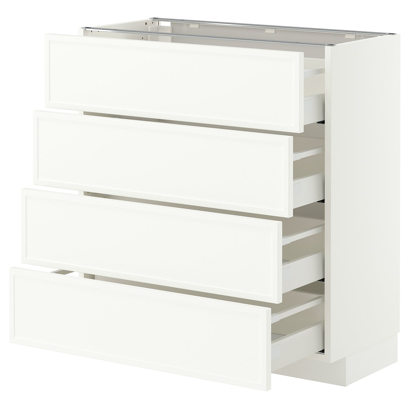 METOD / MAXIMERA base cab 4 frnts/4 drawers, white/Aspudden matt white, 80x37 cm