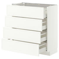 METOD / MAXIMERA base cab 4 frnts/4 drawers, white/Aspudden matt white, 80x37 cm