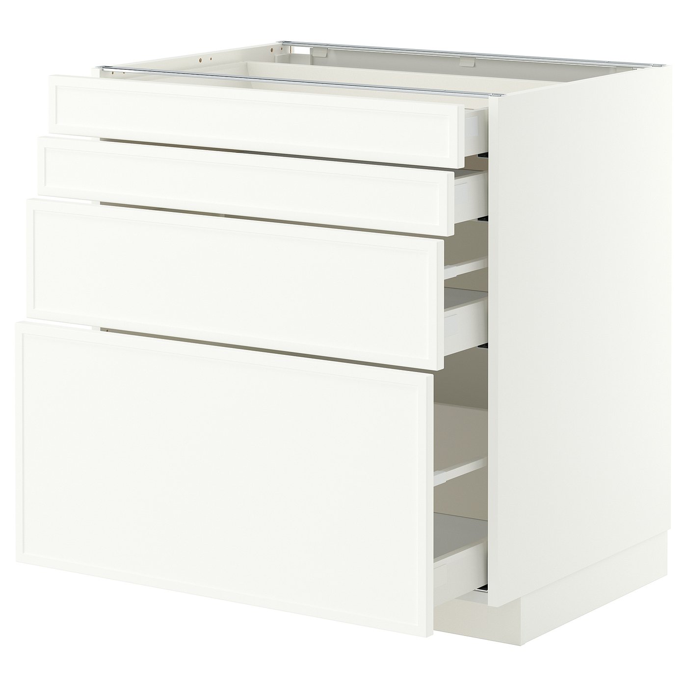 METOD / MAXIMERA base cab 4 frnts/4 drawers, white/Aspudden matt white, 80x60 cm